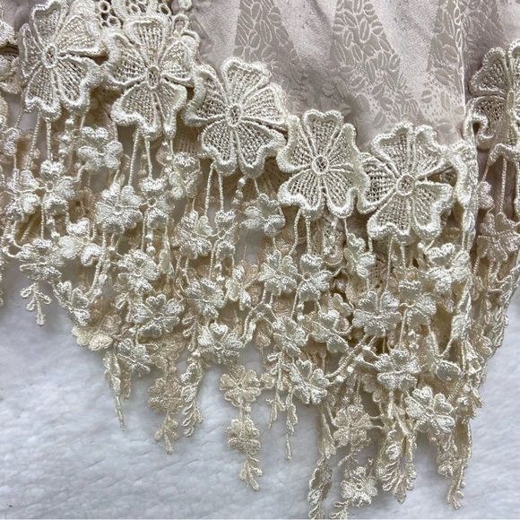 Vintage handmade handdied silk blend embroidered crochet robe duster cardigan. - Picture 15 of 16